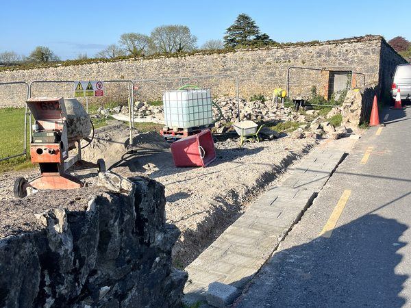 Stone wall reconstruction in progress on the Celtic Interconnector, Co. Cork