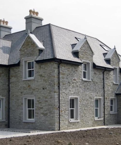 Classical stone house side elevation
