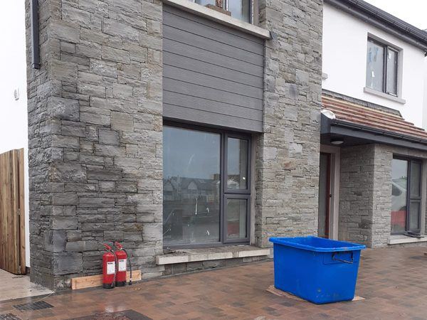 Stone facade close-up on a new home, The Orchard, Co. Cork