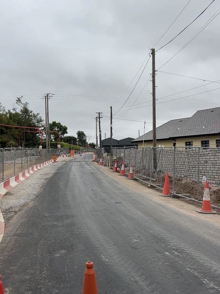 Water Rock Road upgrade, Midleton — new roadside stone walls along the scheme